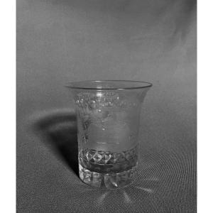 Flared Goblet In Cut And Engraved Crystal - Charles X.