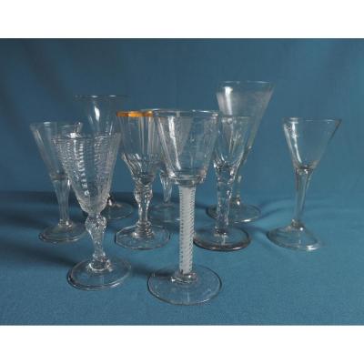 Verre XVIIIème Lot De 9 Verres XVIII ème /france/allemagne/angleterre/belgique...
