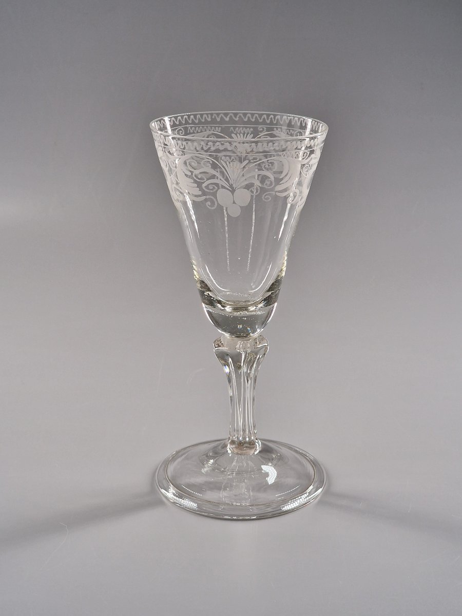 Grand verre à coupe gravée - XVIIIe siècle-photo-4