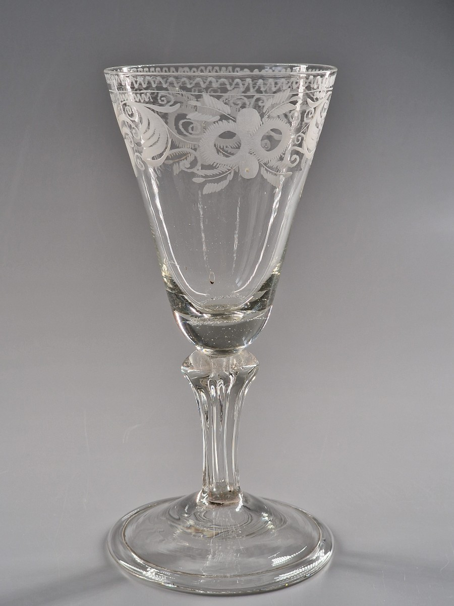 Grand verre à coupe gravée - XVIIIe siècle-photo-2