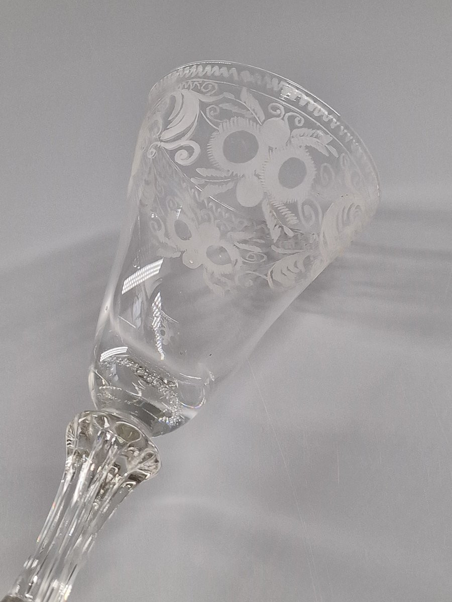 Grand verre à coupe gravée - XVIIIe siècle-photo-4