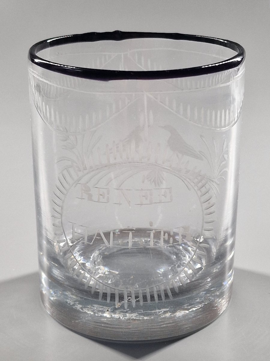 Gobelet patronymique en verre - Normandie, Tanville, début du XIXème siècle-photo-2