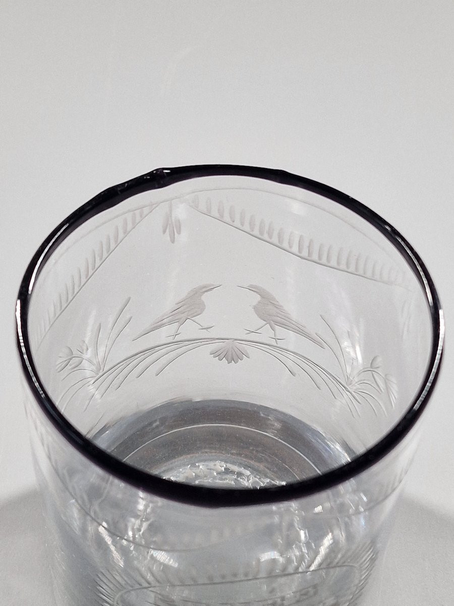 Gobelet patronymique en verre - Normandie, Tanville, début du XIXème siècle-photo-1