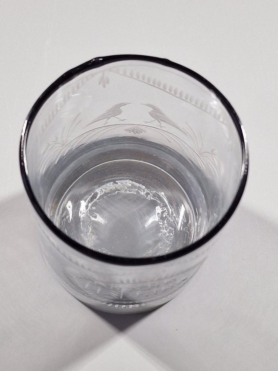 Gobelet patronymique en verre - Normandie, Tanville, début du XIXème siècle-photo-2