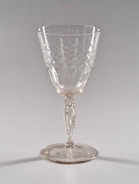 Verre de fougère à coupe godrons et jambe torsinée - Début du XVIIIème siècle 18e