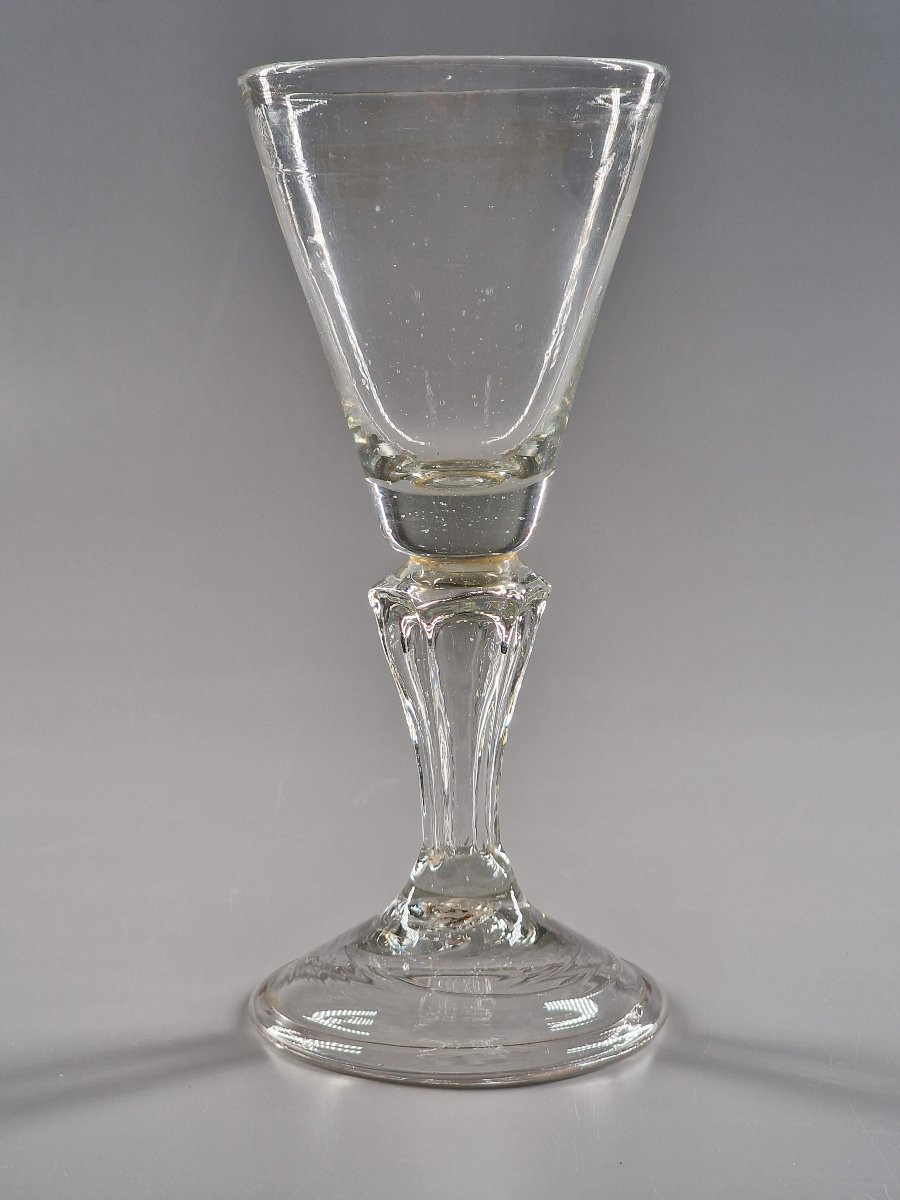 Verre à coupe tronconique et jambe silésienne - XVIIIe siècle-photo-2