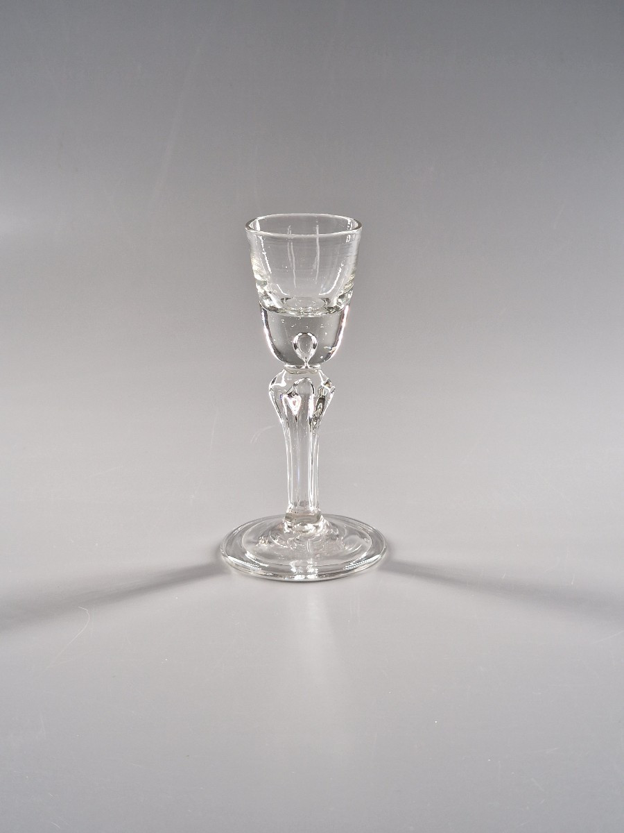 Alcohol Glass With An Ogival Bowl And Silesian Stem - 18th Century