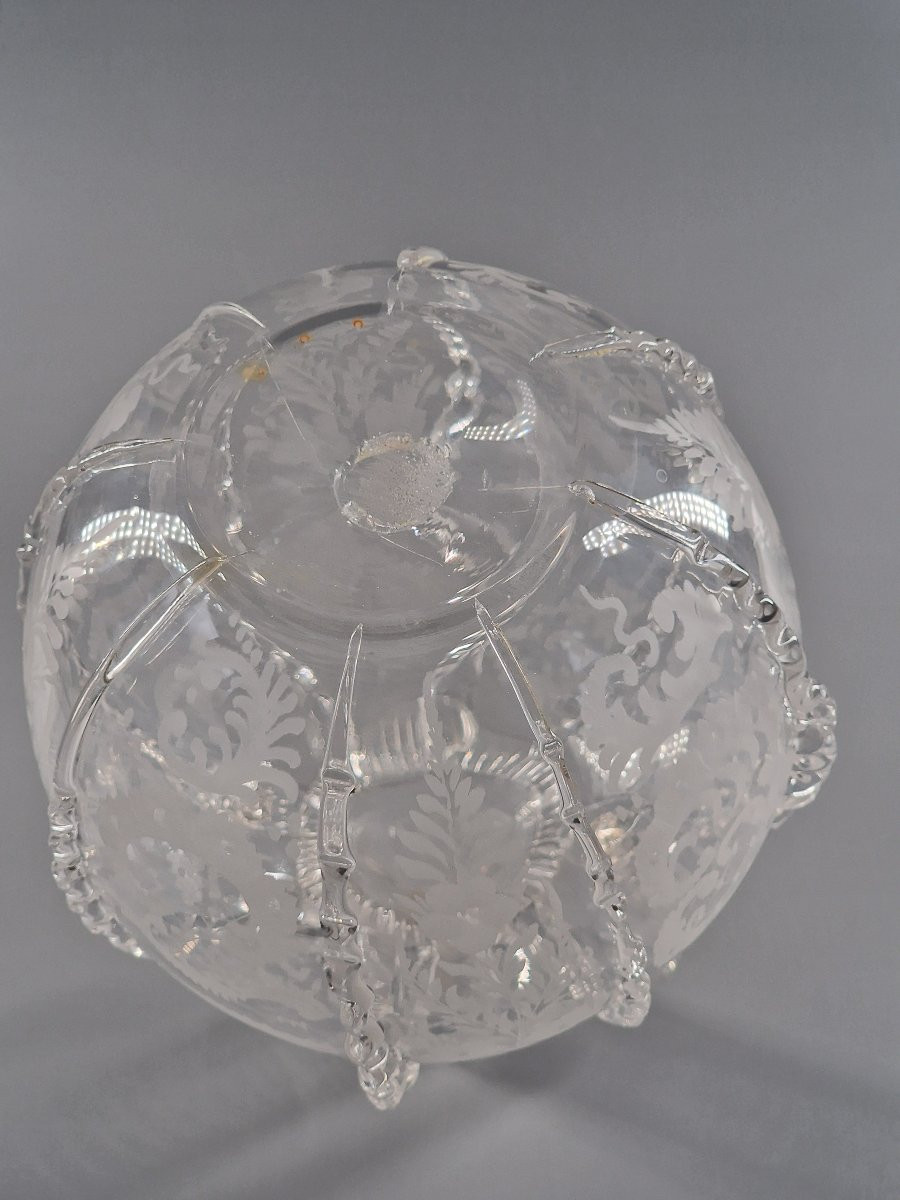 Dutch Carafe In Engraved And Pincer-worked Blown Glass - 19th Century-photo-8