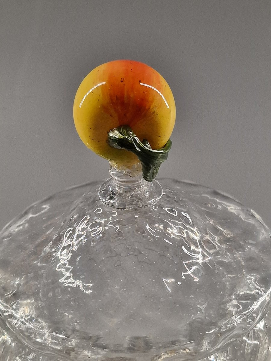Confiturier en verre soufflé en nid d'abeille, la prise en forme de fruit - Venise, XIXe siècle-photo-1