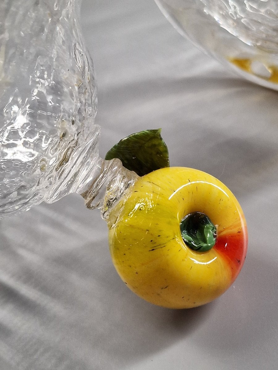 Confiturier en verre soufflé en nid d'abeille, la prise en forme de fruit - Venise, XIXe siècle-photo-4