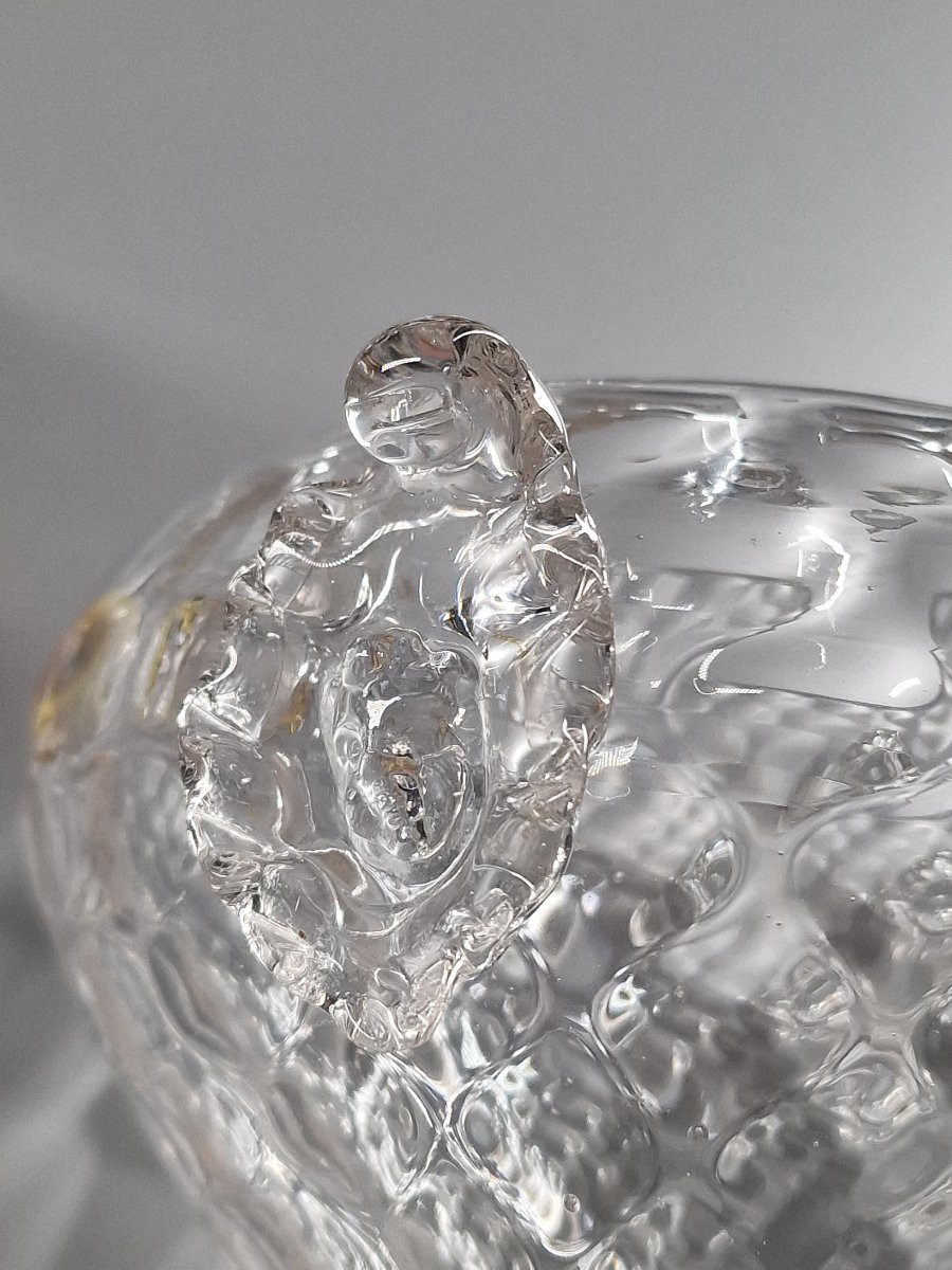 Confiturier en verre soufflé en nid d'abeille, la prise en forme de fruit - Venise, XIXe siècle-photo-5
