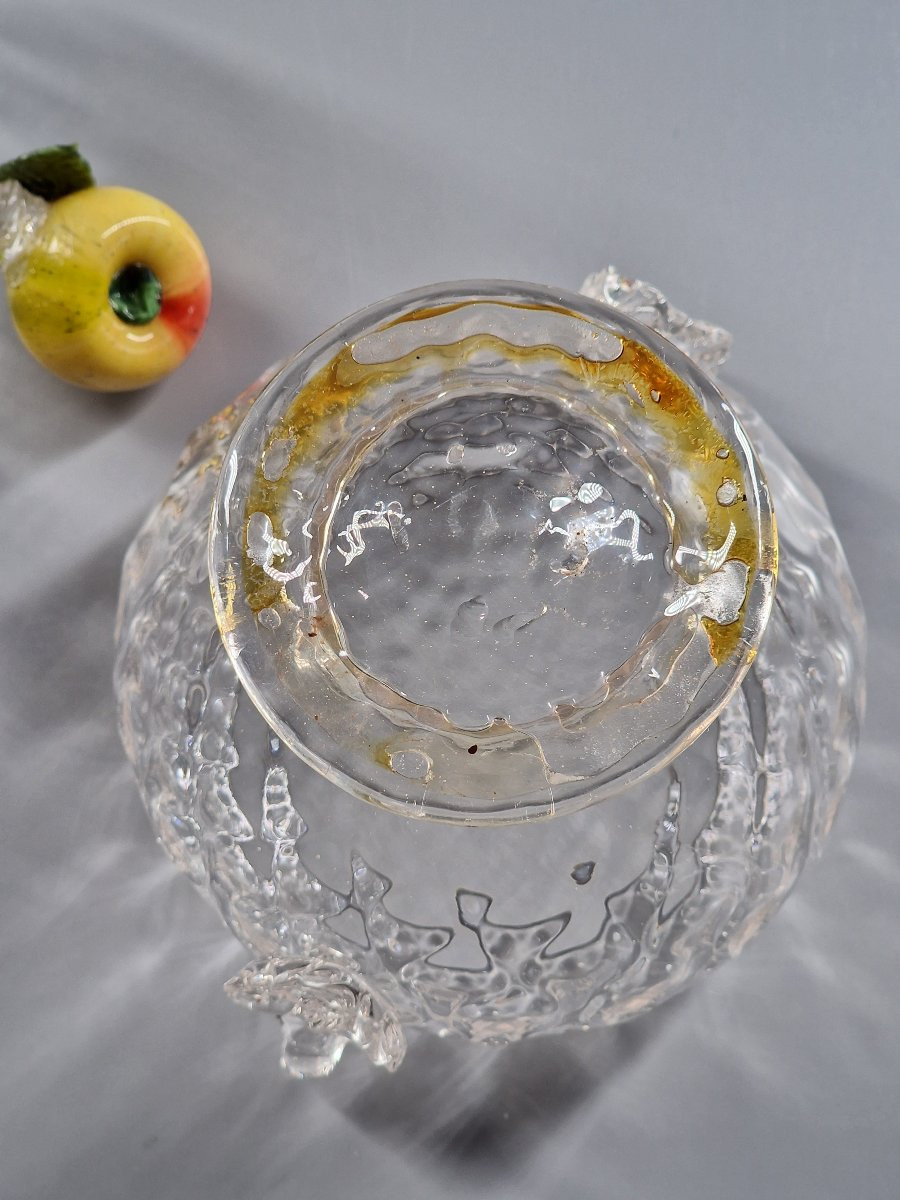 Confiturier en verre soufflé en nid d'abeille, la prise en forme de fruit - Venise, XIXe siècle-photo-7