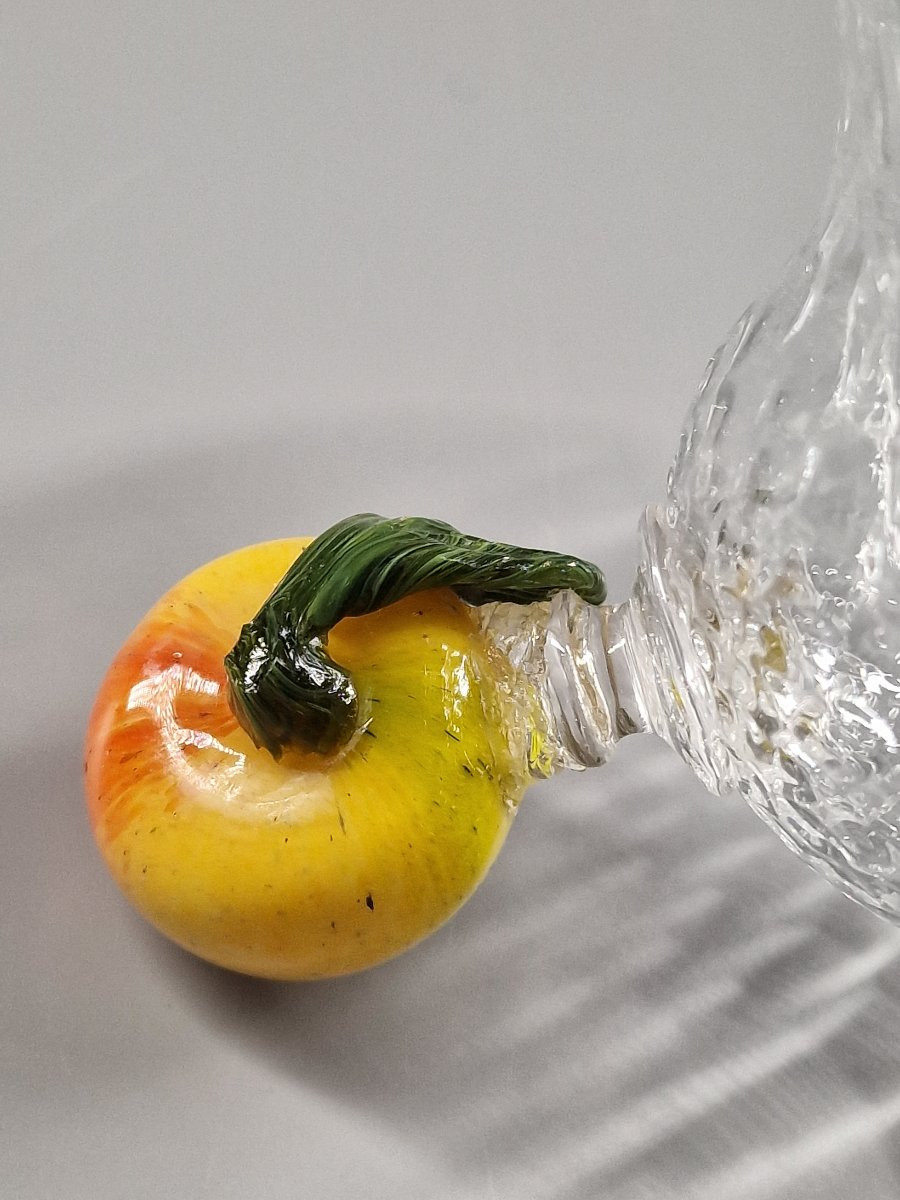 Confiturier en verre soufflé en nid d'abeille, la prise en forme de fruit - Venise, XIXe siècle-photo-8