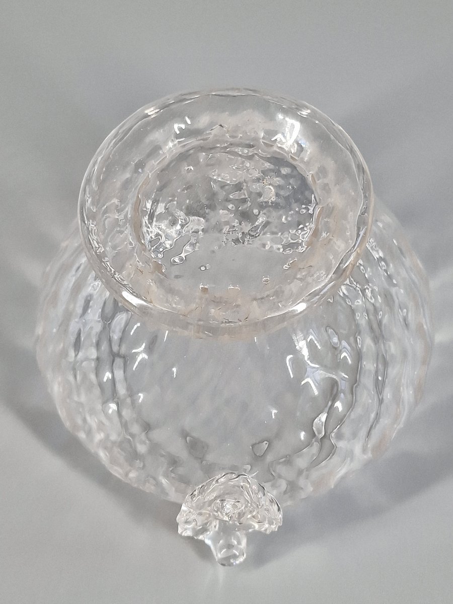 Confiturier en verre soufflé nid d'abeille et prise en fruit - Murano Venise, XIXe siècle 19e-photo-2