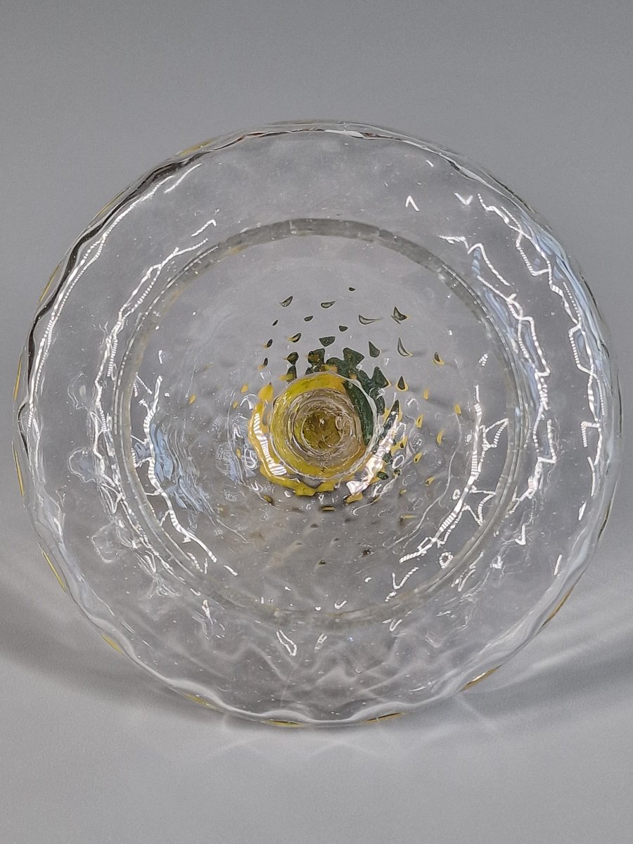 Confiturier en verre soufflé nid d'abeille et prise en fruit - Murano Venise, XIXe siècle 19e-photo-4