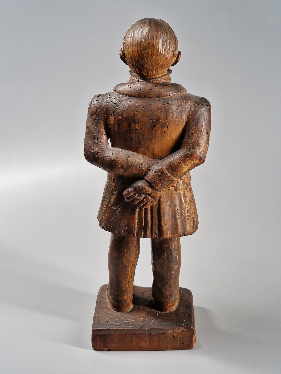 Aviateur ou coureur automobile en bois sculpté - Travail populaire du XXe siècle-photo-3