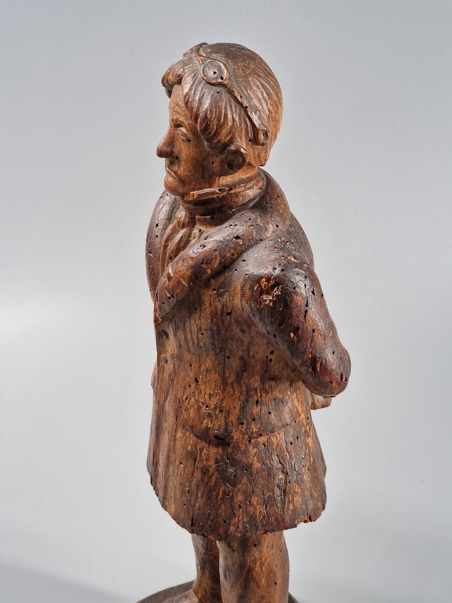 Aviateur ou coureur automobile en bois sculpté - Travail populaire du XXe siècle-photo-4