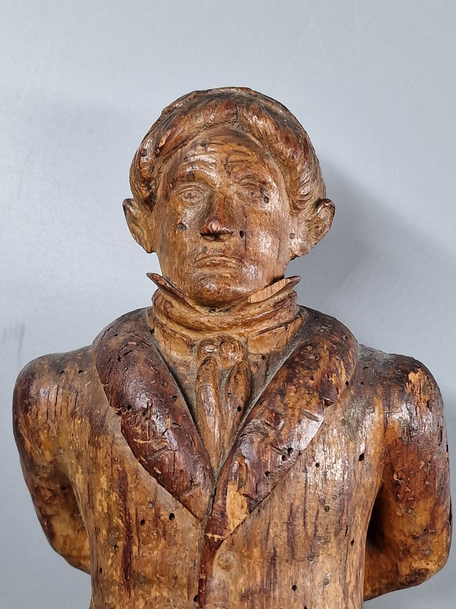 Aviateur ou coureur automobile en bois sculpté - Travail populaire du XXe siècle-photo-5