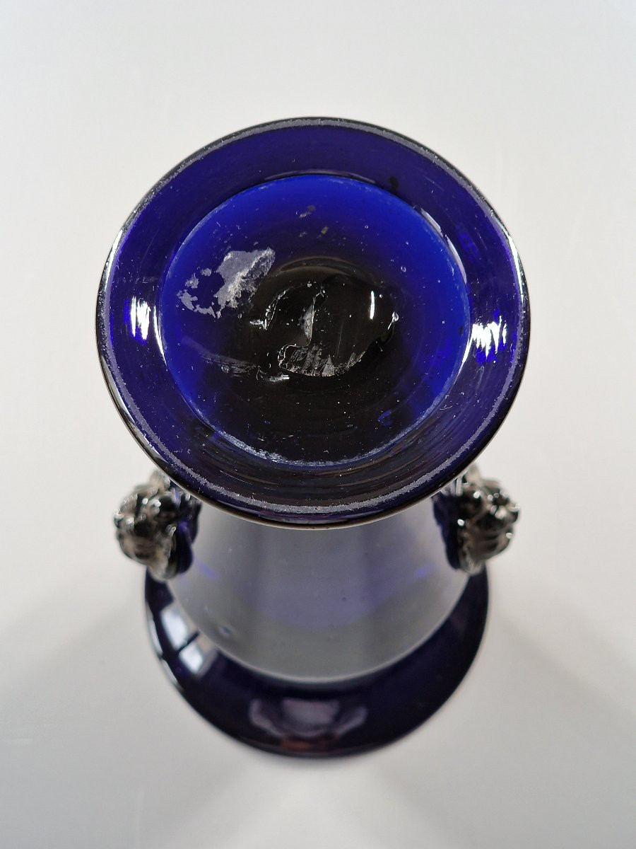 Fleurier bordelais en verre bleu cobalt à mascarons tête de lion - Fin du XVIIIe siècle-photo-2