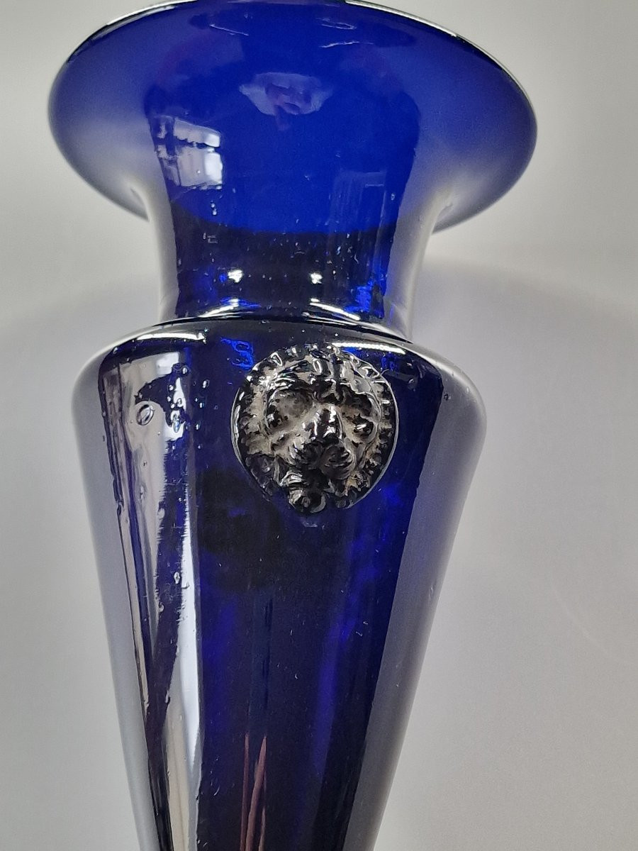 Fleurier bordelais en verre bleu cobalt à mascarons tête de lion - Fin du XVIIIe siècle-photo-3