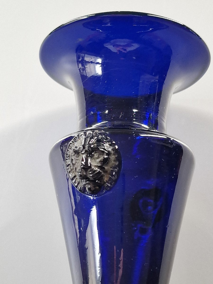 Fleurier bordelais en verre bleu cobalt à mascarons tête de lion - Fin du XVIIIe siècle-photo-4