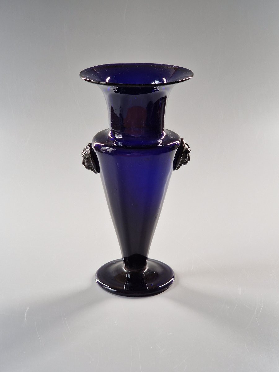Fleurier bordelais en verre bleu cobalt à mascarons tête de lion - Fin du XVIIIe siècle-photo-8