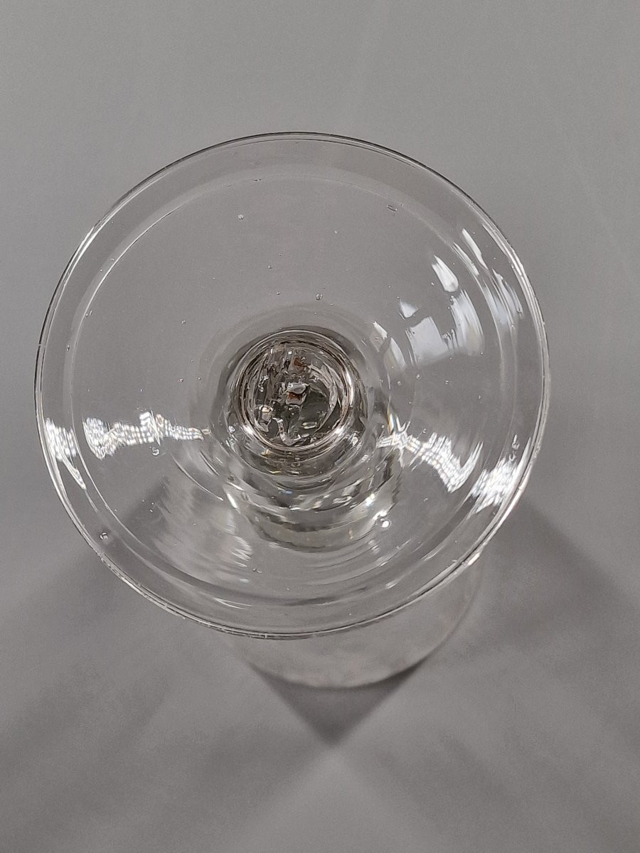 Ovoid Glass Cup Engraved With Flowering Branches And A Frieze Of Wolf's Teeth - 18th Century-photo-2