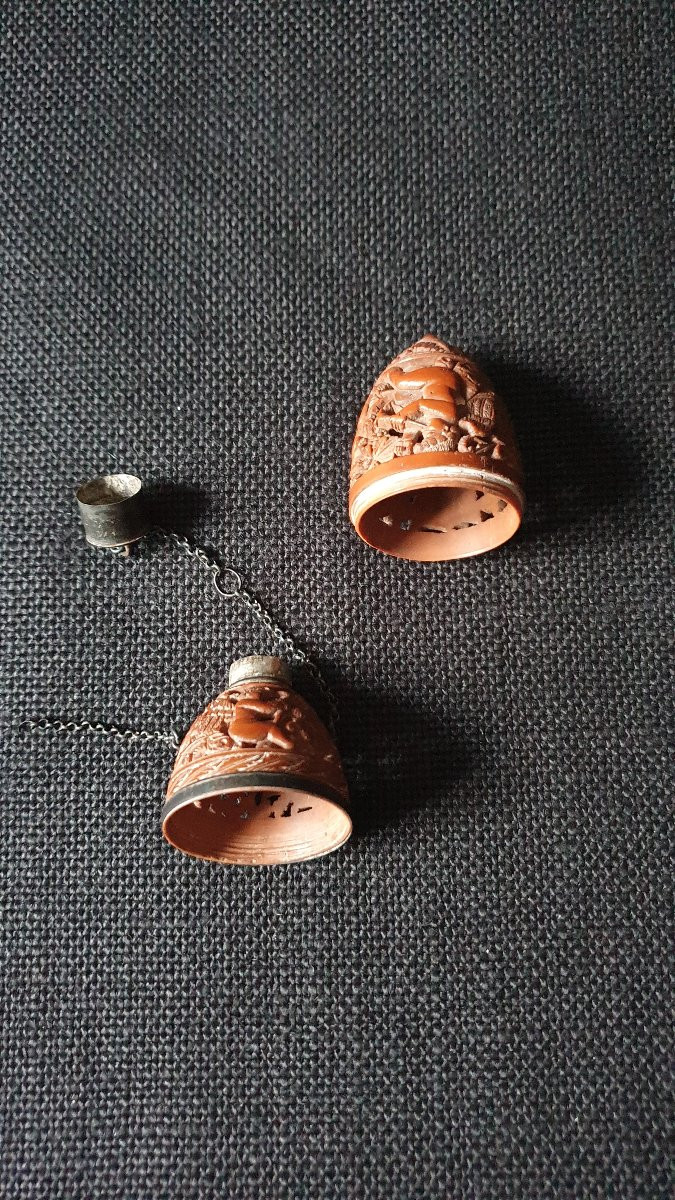 A Corozo Snuffbox Case Carved With Putti, Scrolls, A Flower Basket And A Dog - Circa 1800-photo-3