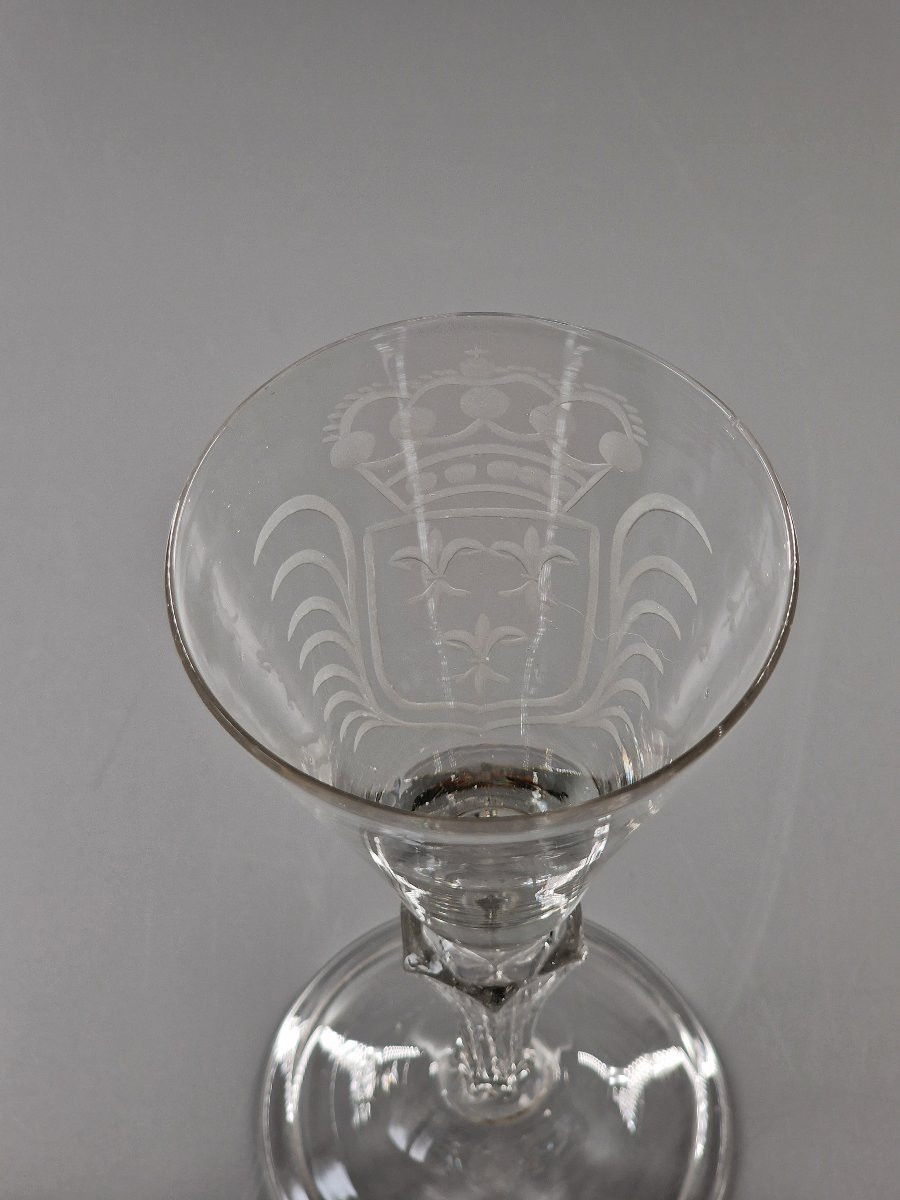 Glass Bowl Engraved With Crowned Coat Of Arms - 18th Century-photo-4