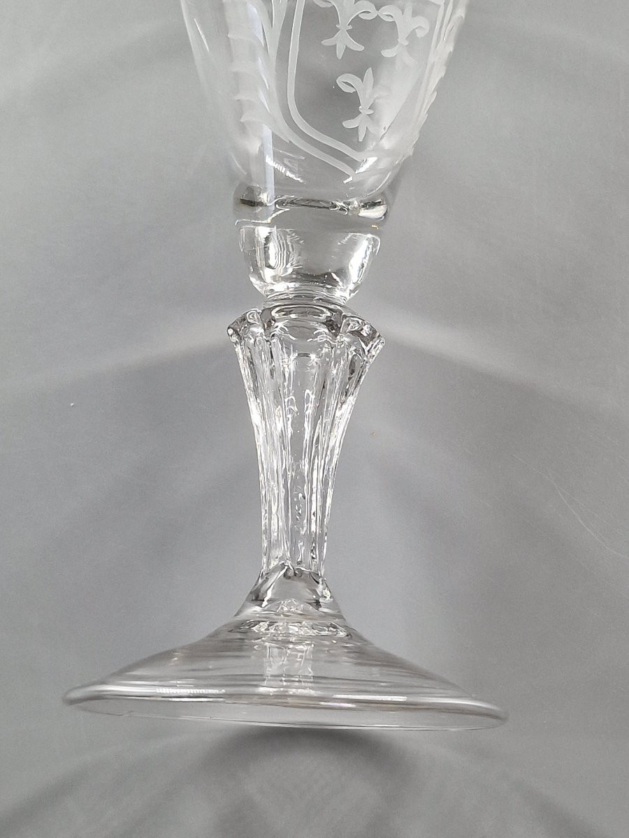 Glass Bowl Engraved With Crowned Coat Of Arms - 18th Century-photo-3