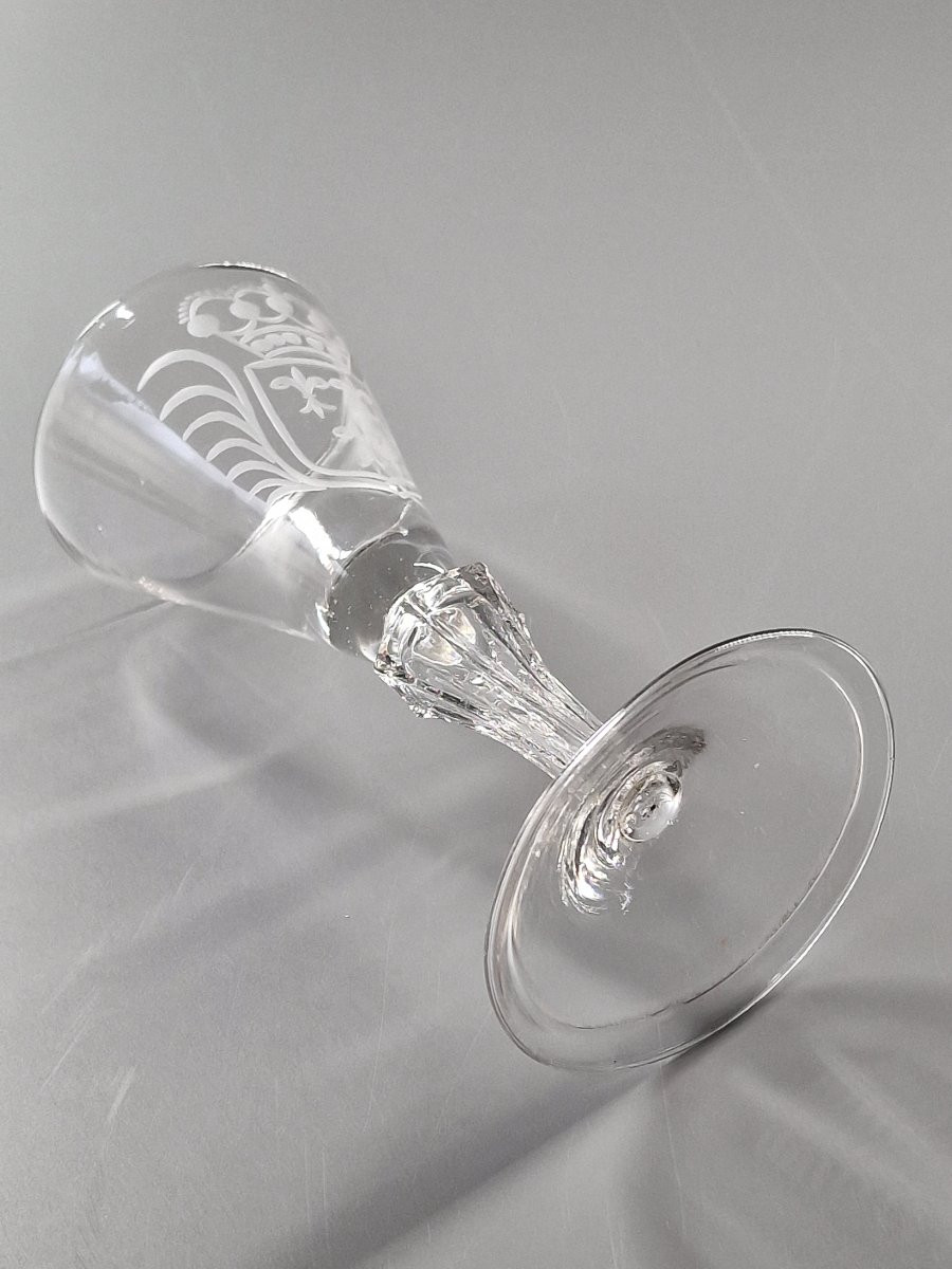 Glass Bowl Engraved With Crowned Coat Of Arms - 18th Century-photo-4