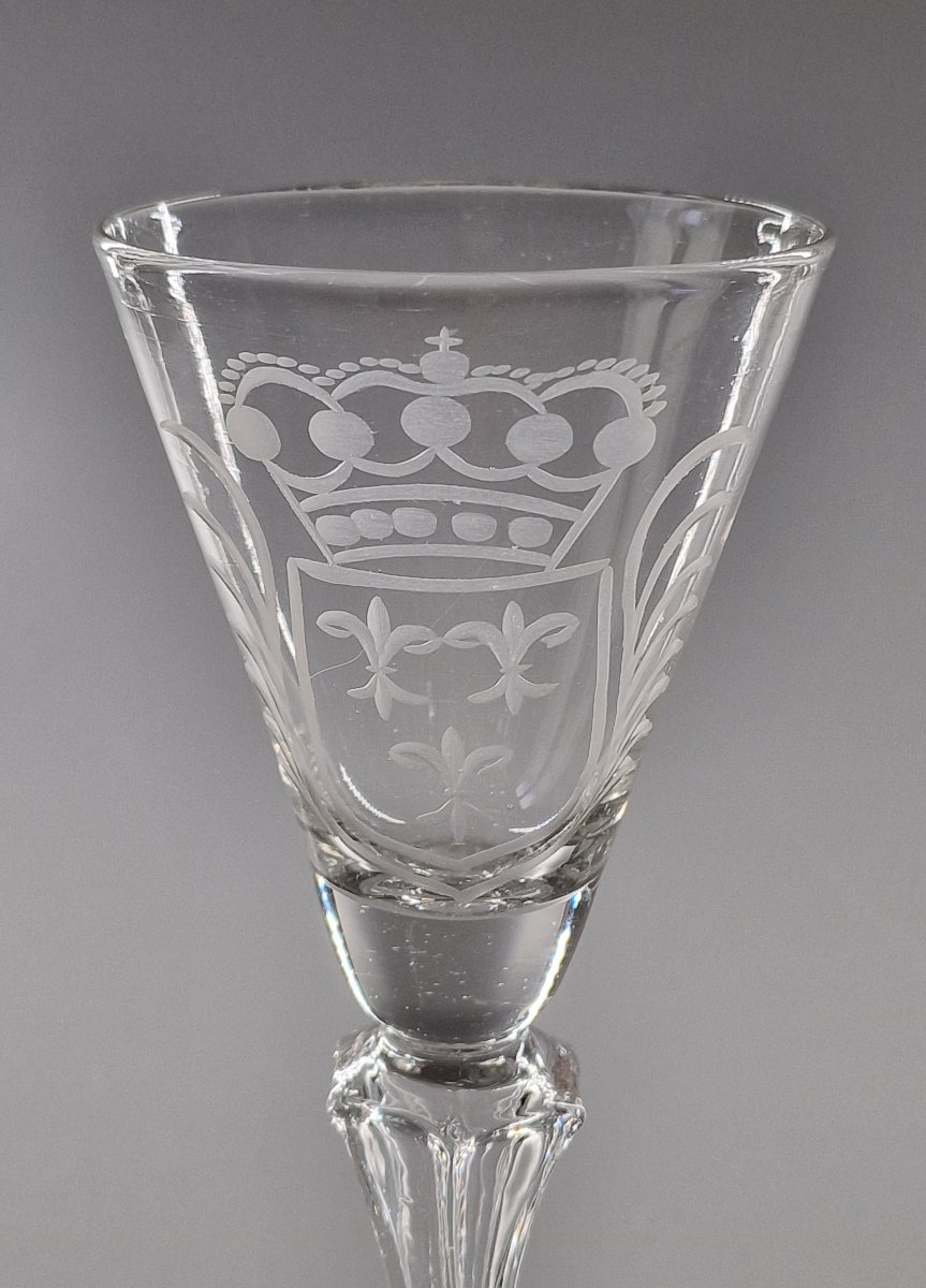 Glass Bowl Engraved With Crowned Coat Of Arms - 18th Century-photo-5