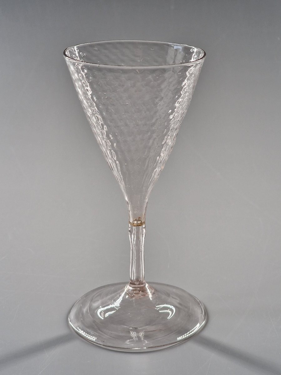 Fern Glass With Honeycomb Bowl On A Thin Leg With Discreet Bow - Early 18th Century-photo-3