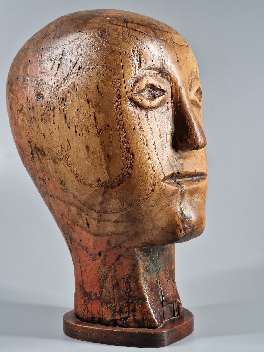 Marotte en bois sculpté monoxyle - Art populaire du XIXe siècle 19e-photo-2