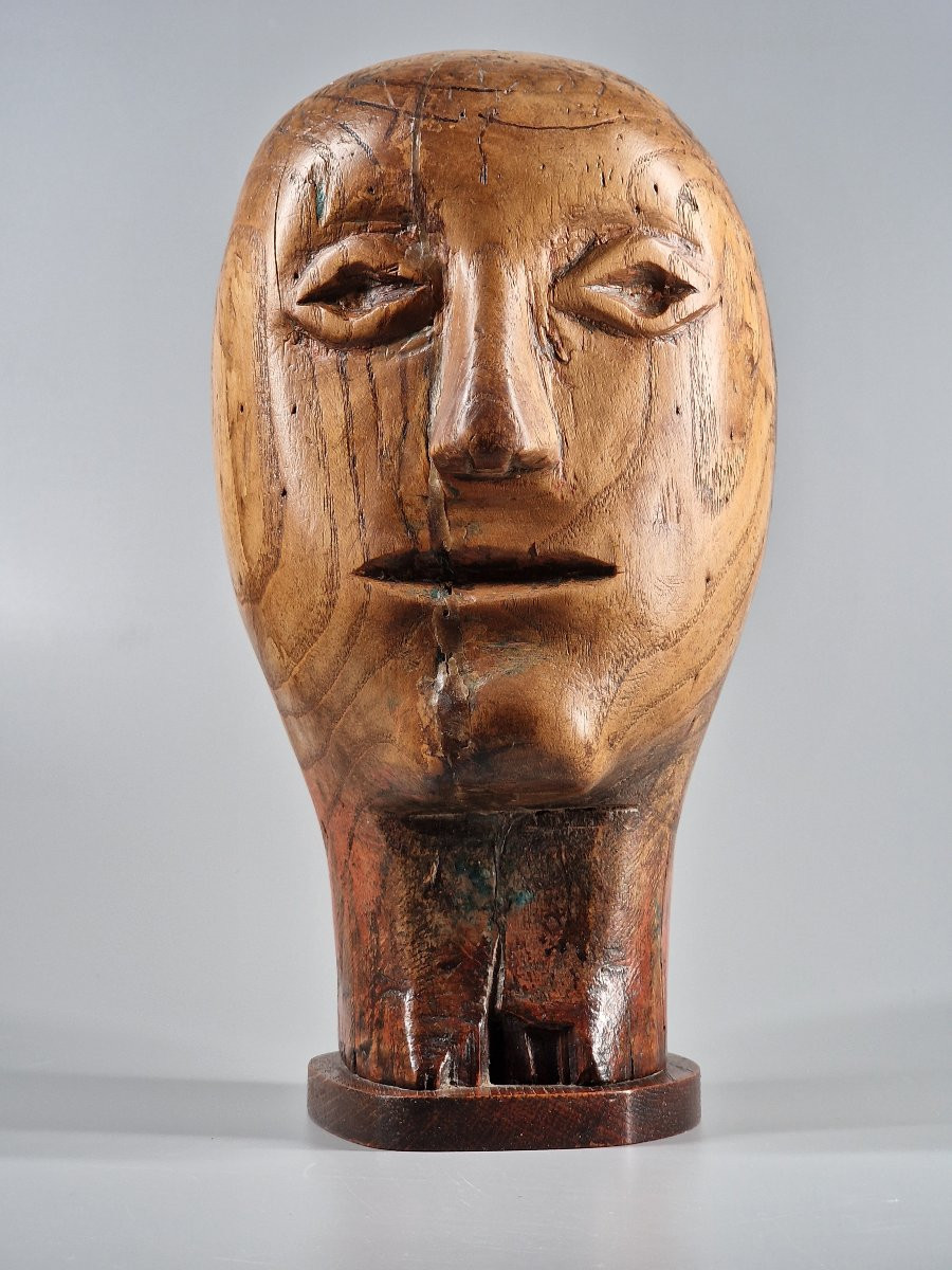 Marotte en bois sculpté monoxyle - Art populaire du XIXe siècle 19e-photo-3