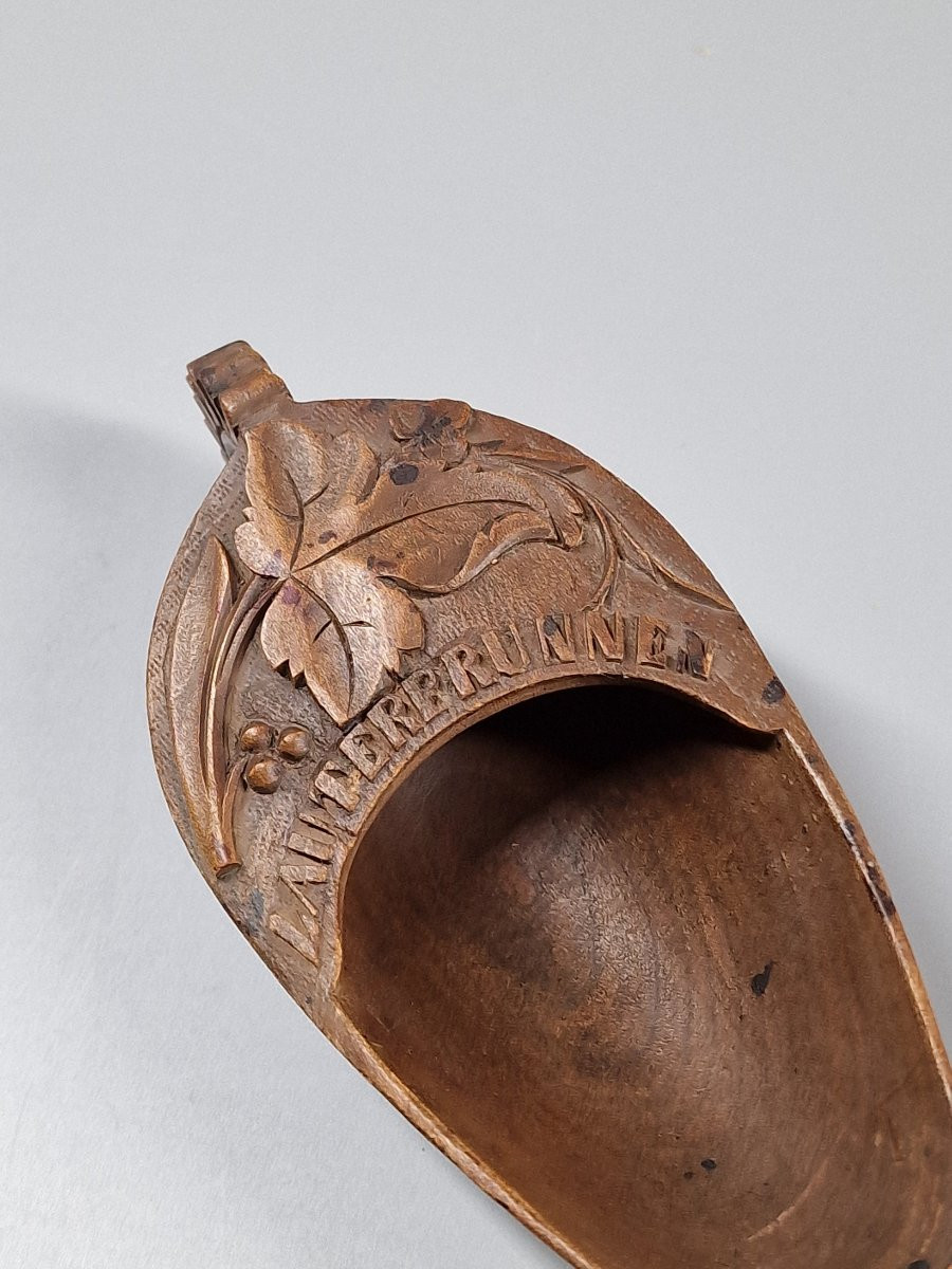 Carved Wooden Tobacco Shovel Or Spoon - Switzerland, Folk Art From The 19th Century-photo-4