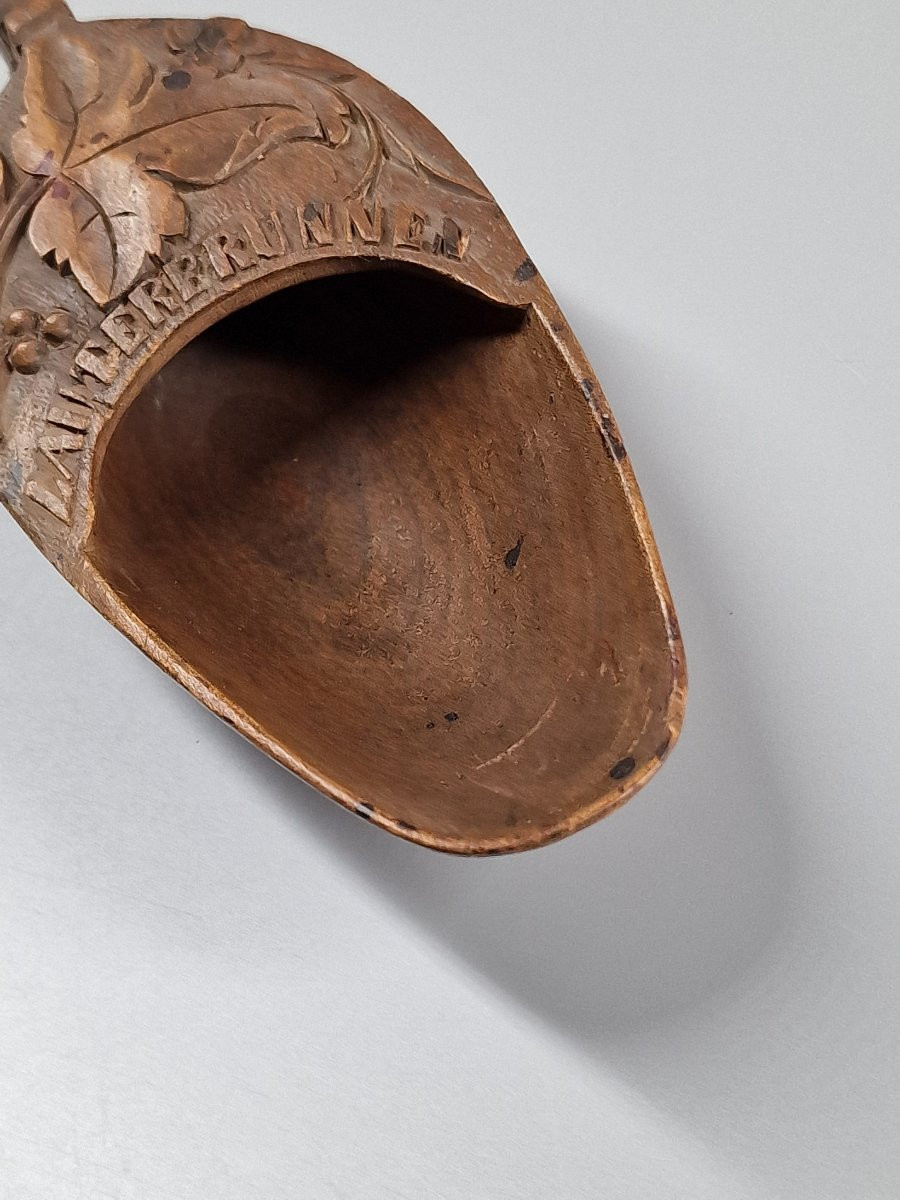Carved Wooden Tobacco Shovel Or Spoon - Switzerland, Folk Art From The 19th Century-photo-1