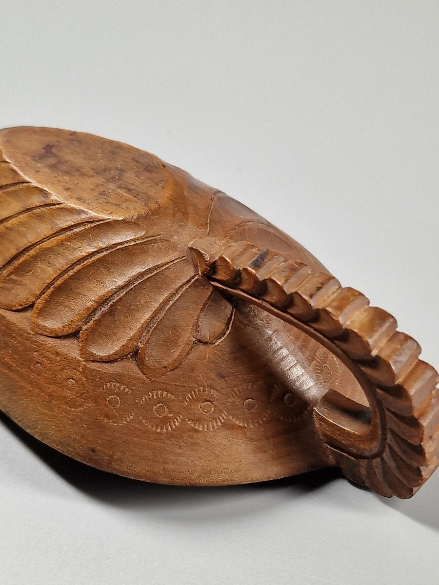 Carved Wooden Tobacco Shovel Or Spoon - Switzerland, Folk Art From The 19th Century-photo-3