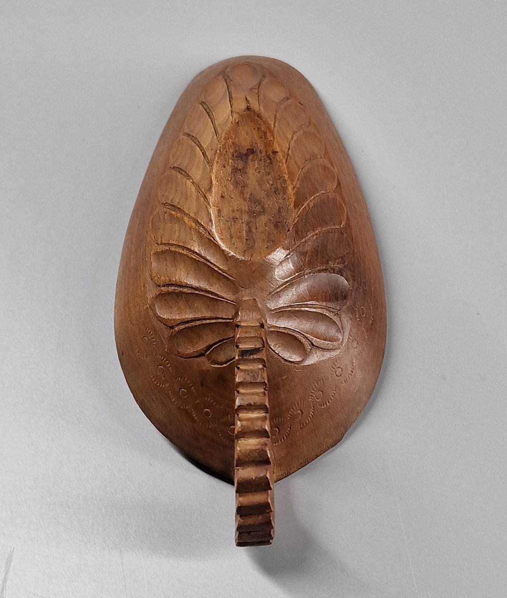 Carved Wooden Tobacco Shovel Or Spoon - Switzerland, Folk Art From The 19th Century-photo-4