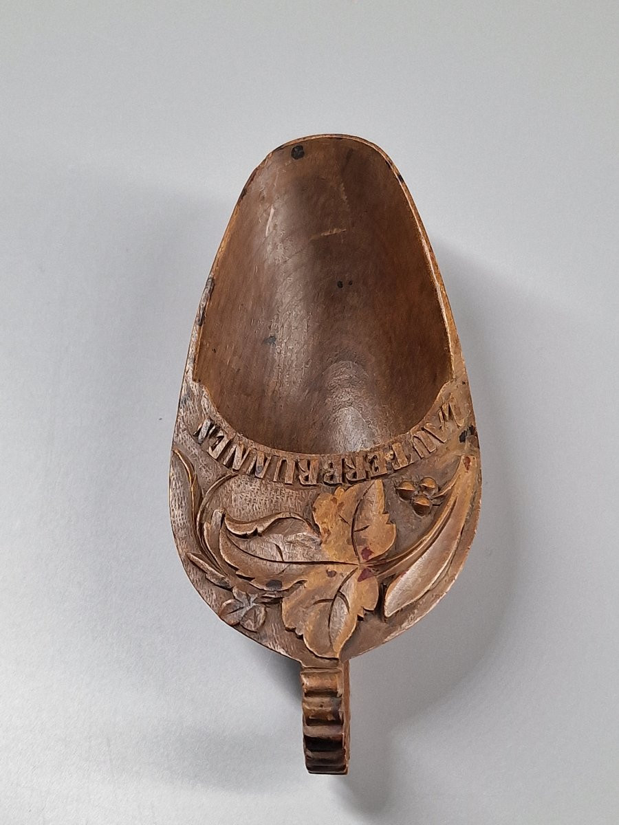 Carved Wooden Tobacco Shovel Or Spoon - Switzerland, Folk Art From The 19th Century-photo-5
