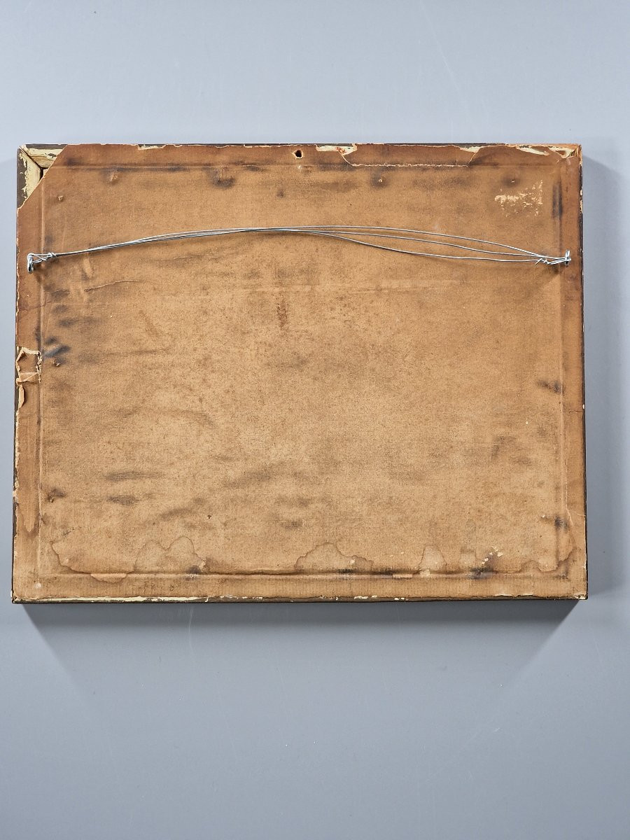 Suiveur de Lelong, XIXe siècle – Nature morte aux dominos sur un entablement – Gouache 19e-photo-4