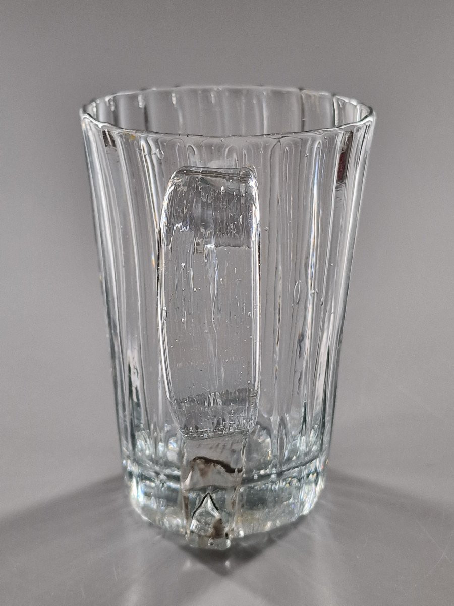 Chope en verre soufflé légèrement teinté gris – travail populaire normand fin XVIIIe 18e-photo-1