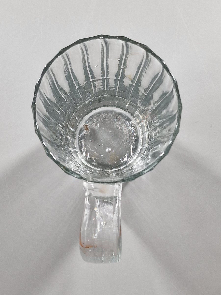 Chope en verre soufflé légèrement teinté gris – travail populaire normand fin XVIIIe 18e-photo-2