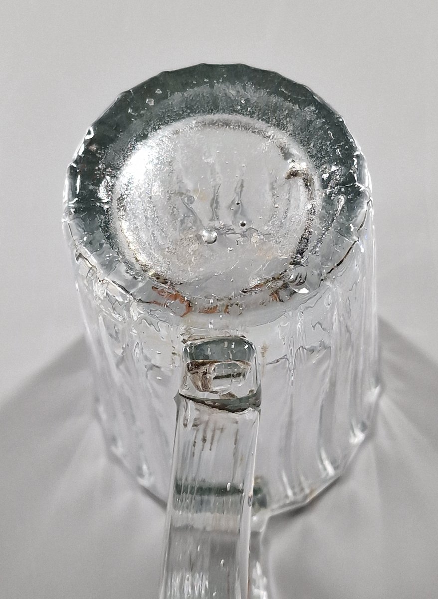 Chope en verre soufflé légèrement teinté gris – travail populaire normand fin XVIIIe 18e-photo-3
