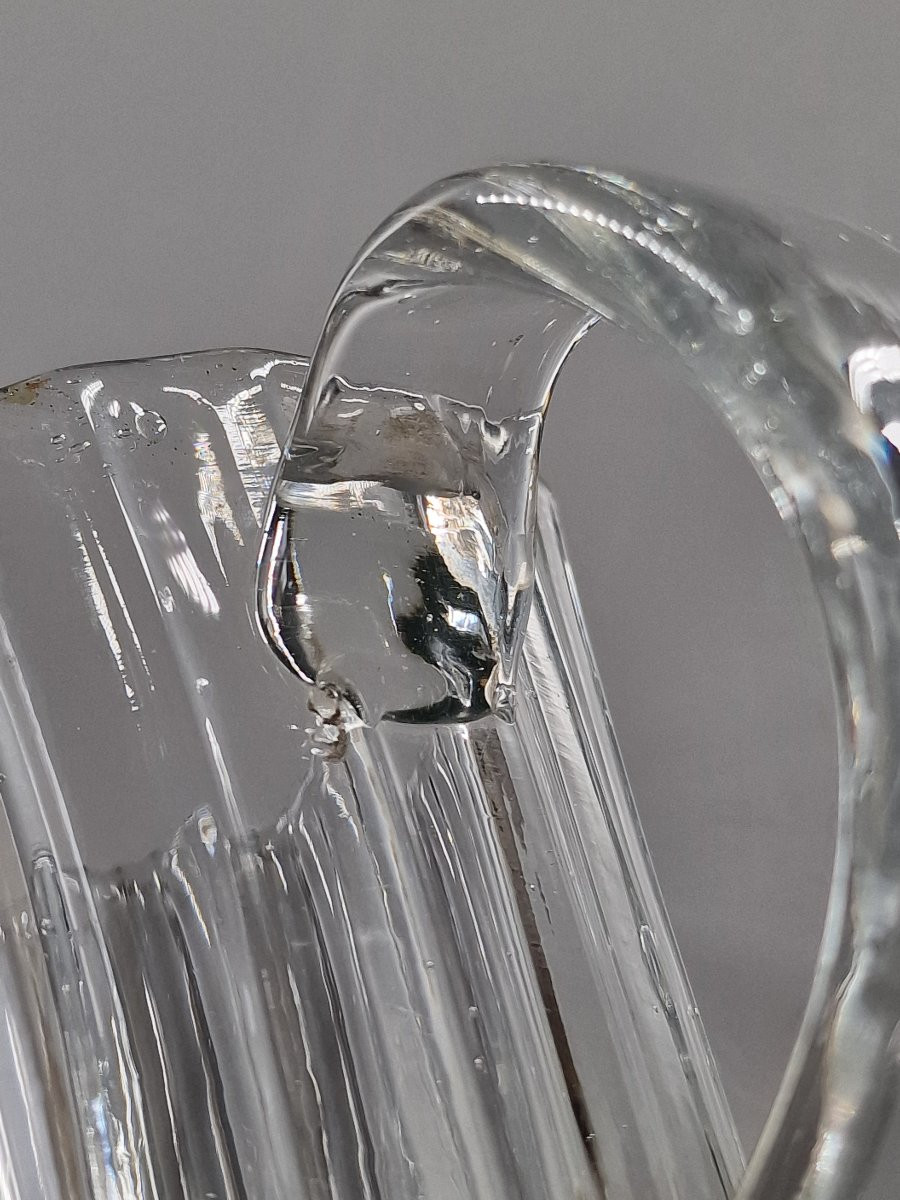 Chope en verre soufflé légèrement teinté gris – travail populaire normand fin XVIIIe 18e-photo-5