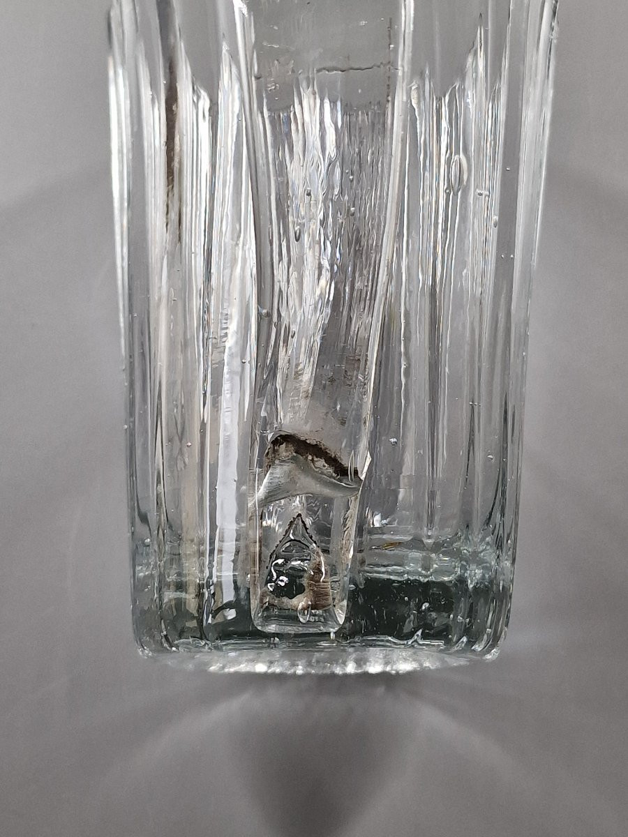 Chope en verre soufflé légèrement teinté gris – travail populaire normand fin XVIIIe 18e-photo-6