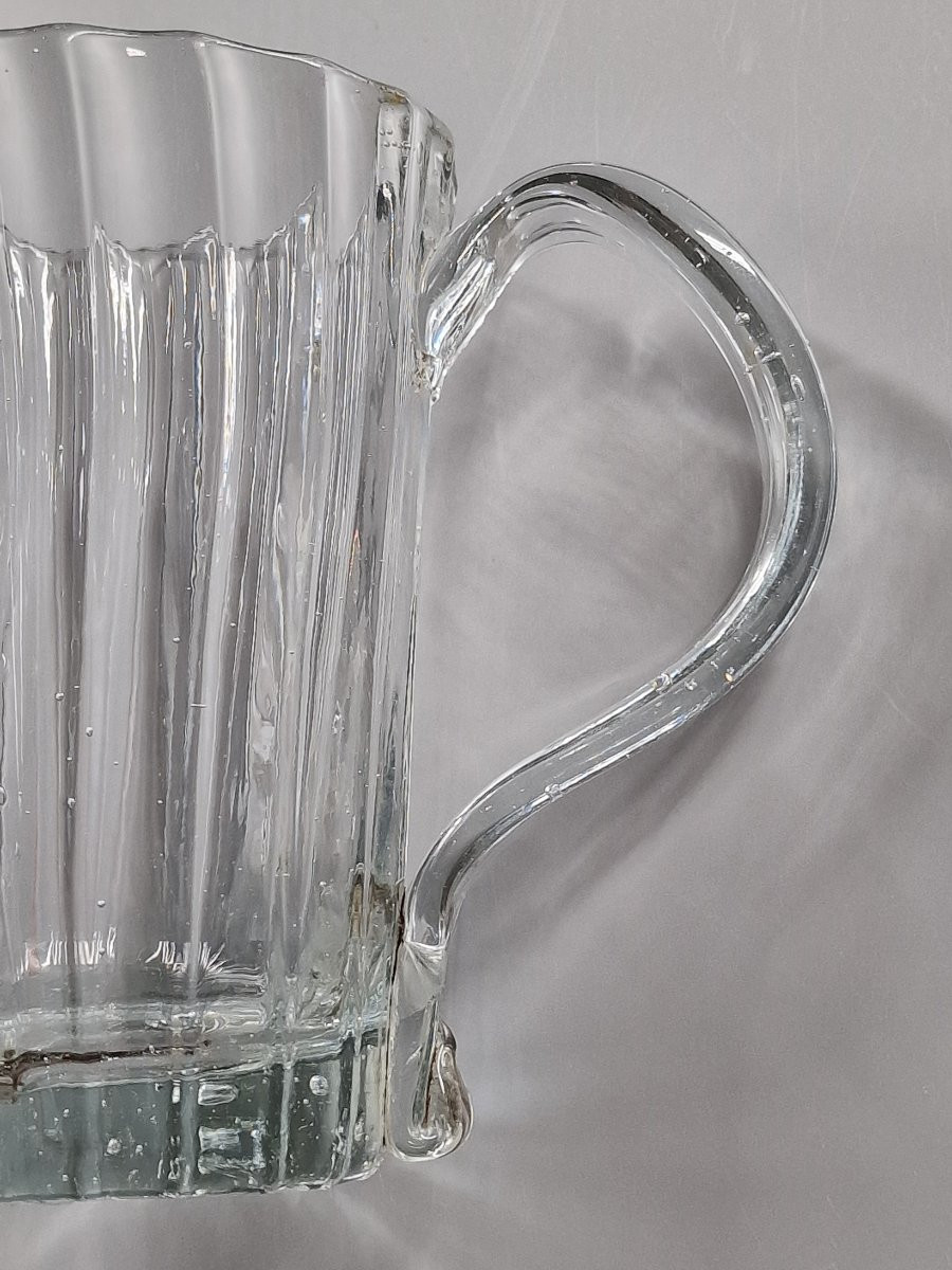 Chope en verre soufflé légèrement teinté gris – travail populaire normand fin XVIIIe 18e-photo-7