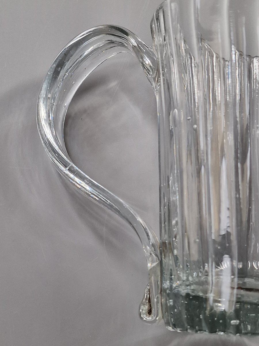 Chope en verre soufflé légèrement teinté gris – travail populaire normand fin XVIIIe 18e-photo-8