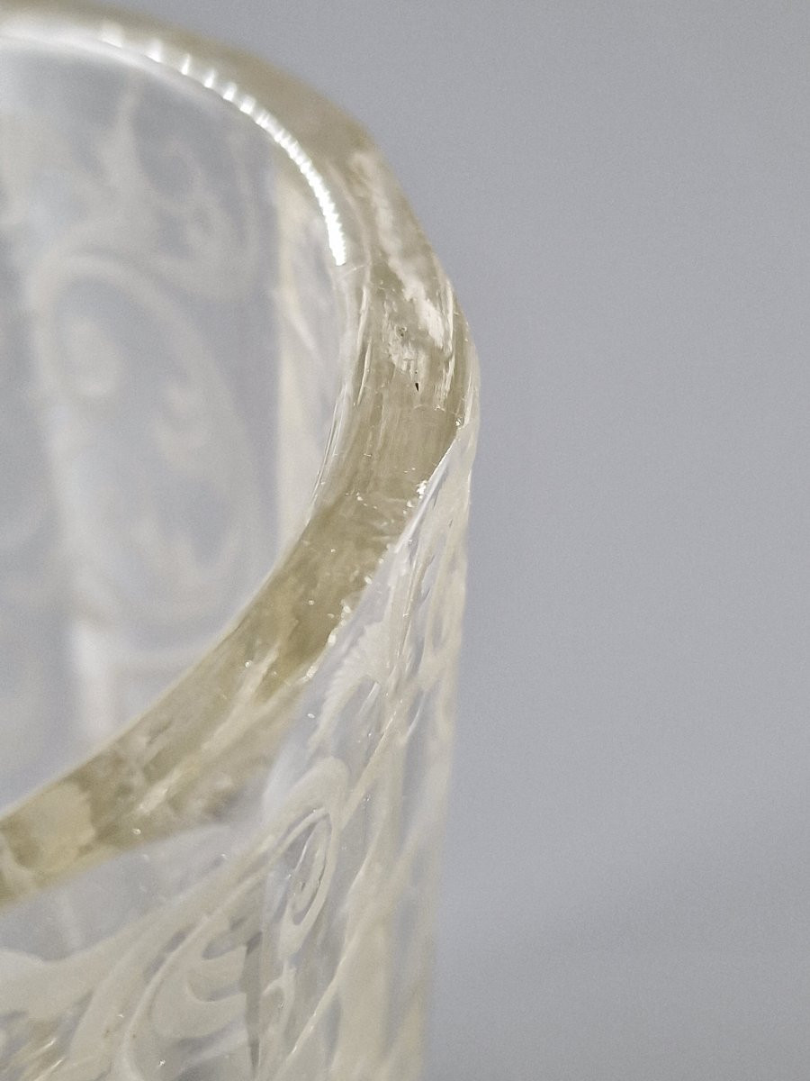 Glass Goblet Engraved With Soldiers And Foliage - Bohemia, 19th Century -photo-7