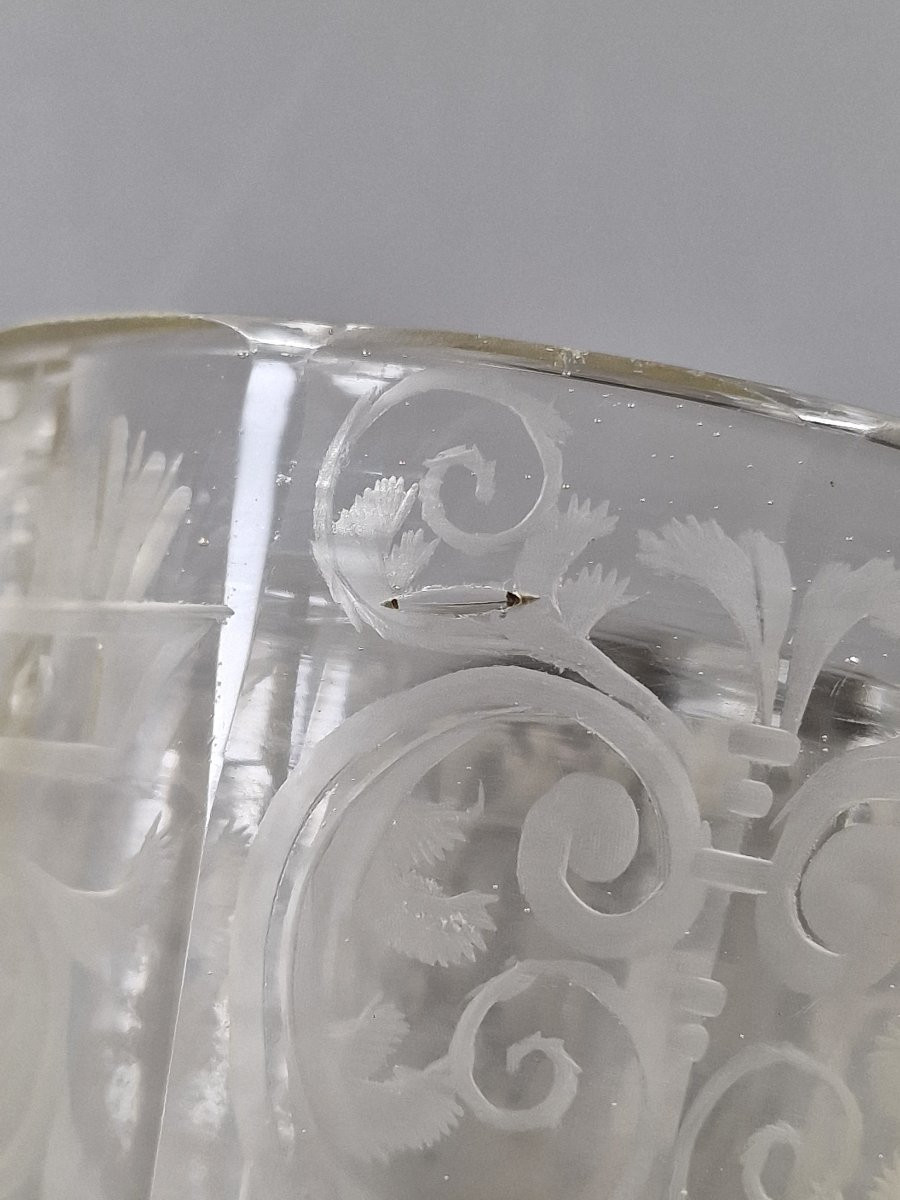 Glass Goblet Engraved With Soldiers And Foliage - Bohemia, 19th Century -photo-8